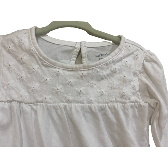 Carters long sleeve white top eyelit detail 24 months. - Picture 5 of 5